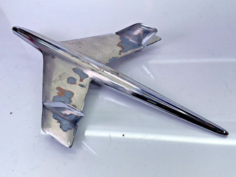 Vintage OEM 1955 Chevy Bel Air Jet Hood Ornament 3709685 Rat Rod Man Cave B51-7