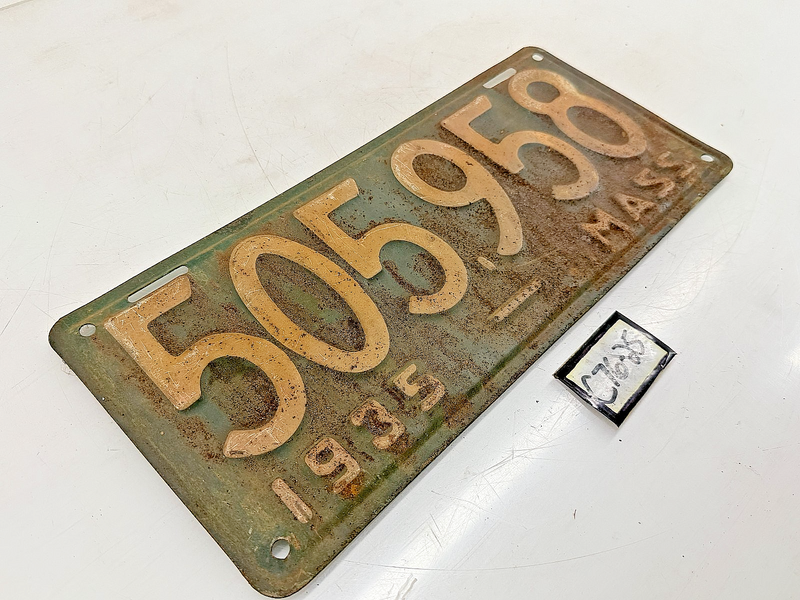 Orig. Paint 1935 505958 Massachusetts License Plate Sign MA 505.958 C76-25
