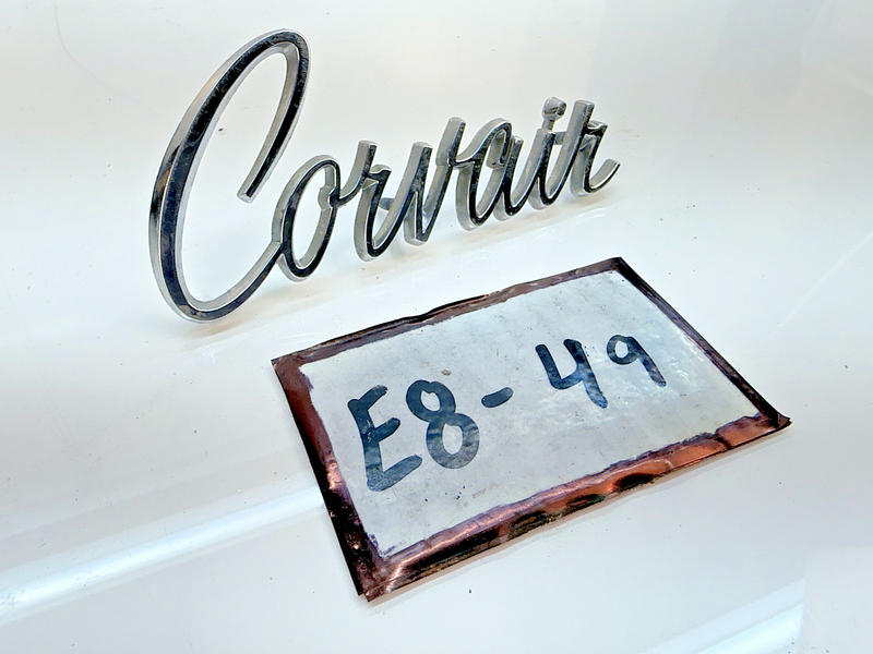 OEM 1965 - 1969 Chevrolet CORVAIR Hood / Trunk Script Emblem 3854713 E8-49