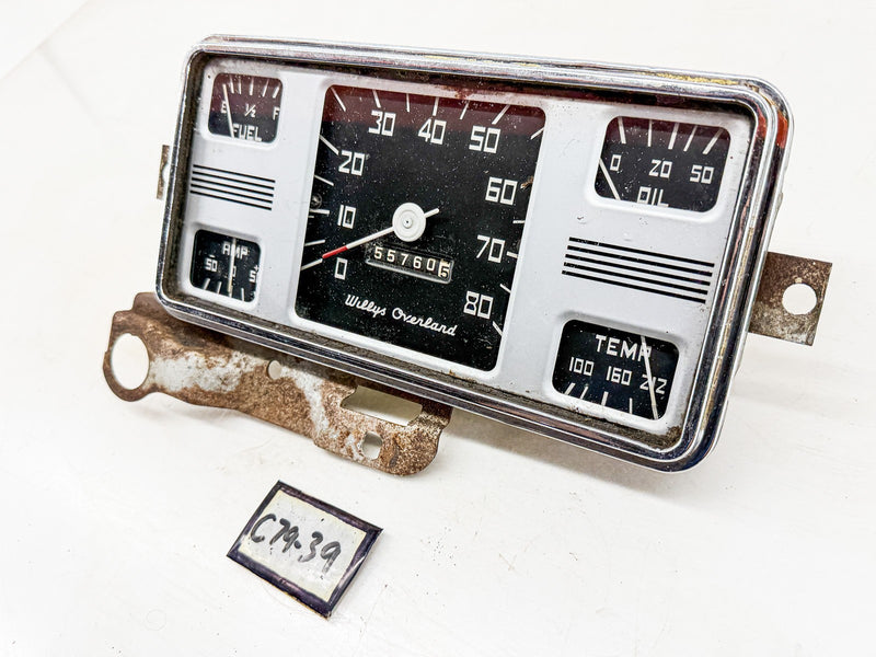 1948 1949 Willys Overland Jeepster Instrument Cluster Speedometer Gauges C79-39