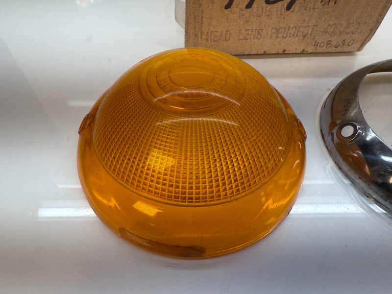 NOS Peugeot 403 Front Turn Signal Light Lens Amber Set 4481 408680 C19-1