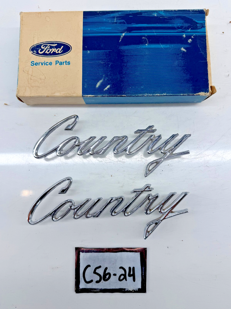 NOS Ford 1969 1970 Galaxie LTD Country Squire Station Wagon Emblem PAIR C56-24