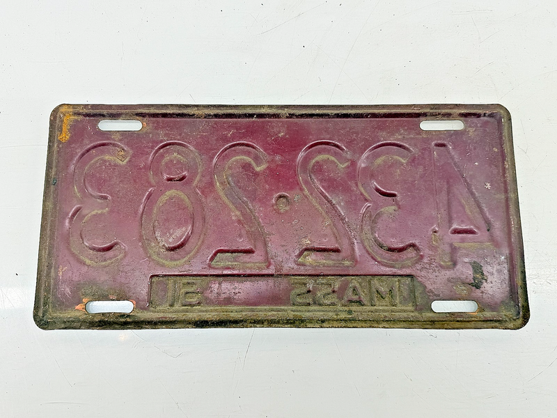 Orig. Paint 1951 432283 Massachusetts License Plate Sign MA 432-283 C76-59