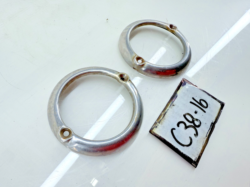 ORIGINAL PAIR CHROME GRILL BEZELS WILLYS JEEP CJ3B & TRUCKS C38-16