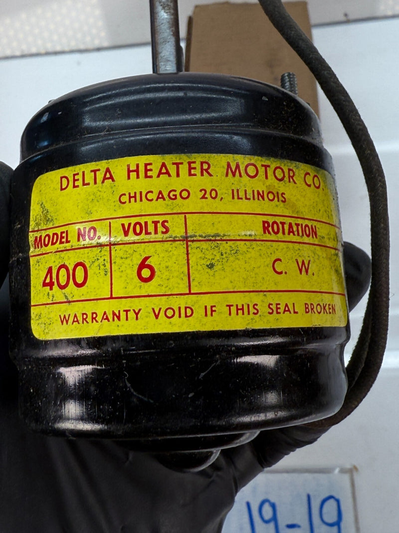 NOS DELTA HEATER MOTOR 400 - ROTATION C.W - 5/16" SHAFT DIAMETER 6V C19-19
