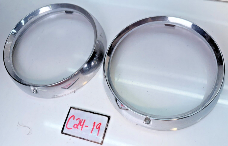 Jeep CJ Chrome Headlight Bezels Trim Beauty Ring Bezel Pair CJ7 CJ5 CJ8 C24-19