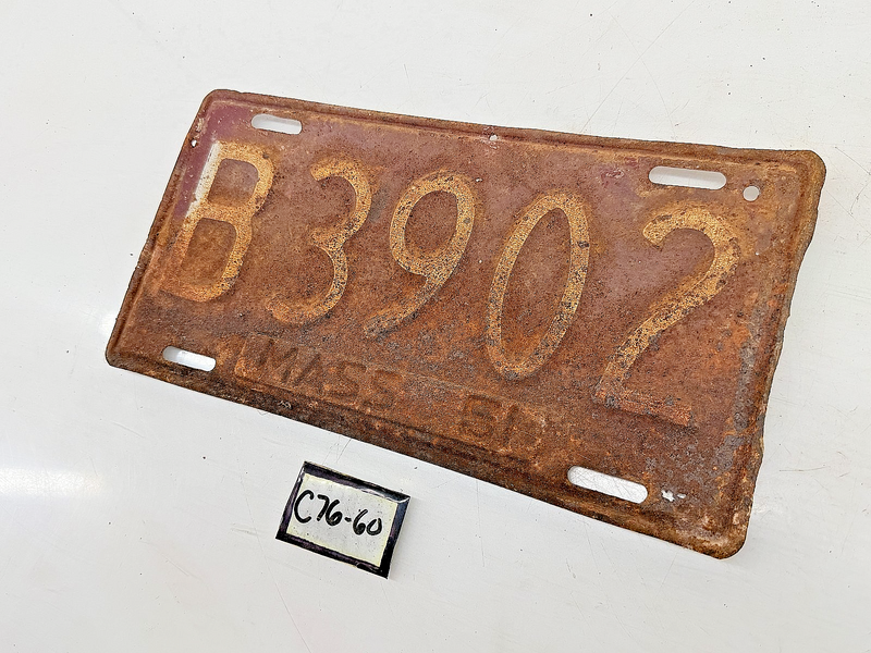 Vintage 1951 B3902 Massachusetts License Plate Sign MA B3902 C76-60