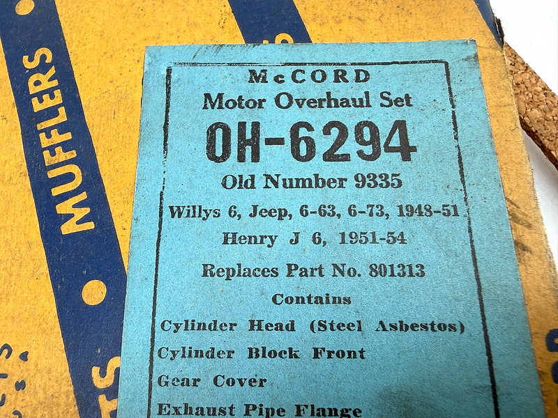 NOS 1948 - 1954 WILLYS 6 JEEP HENRY J MCCORD MOTOR OVERHAUL SET OH-6294 B54-64