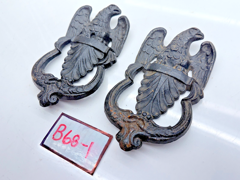 VINTAGE Pair Cast Iron Eagle Door Knocker Patriotic Americana USA B68-1