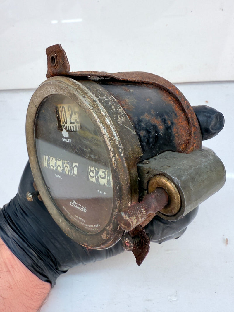 Vintage OEM STEWART  1910 - 1920' Magnetic Type Speedometer Speed Total B61-18
