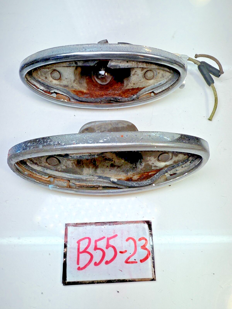OEM FORD 8A-13448-A1 1949 1950 PAIR TAIL LIGHT ASSEMBLY CHROME BEZEL B55-23