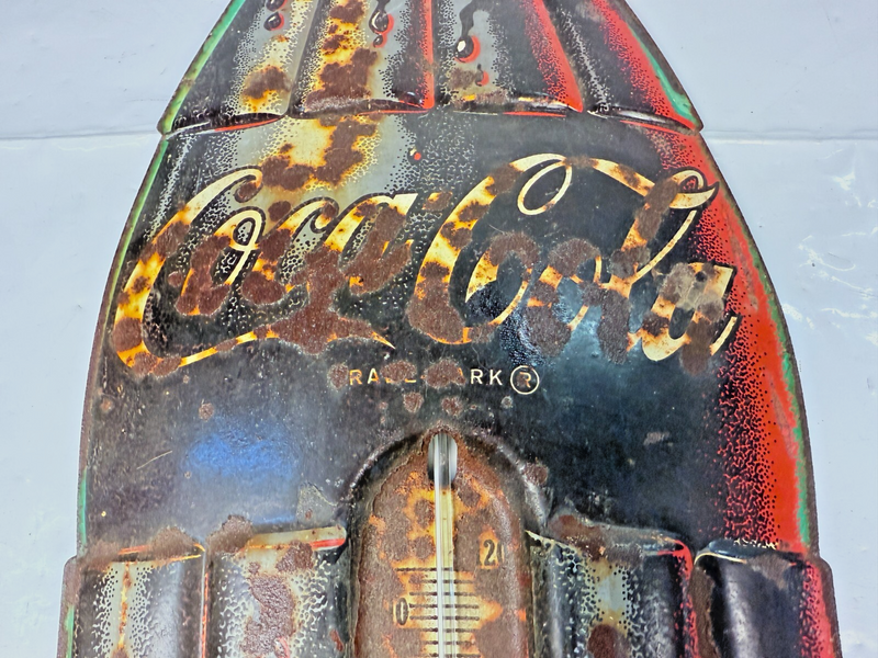 VINTAGE LARGE 29” COCA COLA EMBOSSED BOTTLE THERMOMETER SIGN 1960 - 1970’s