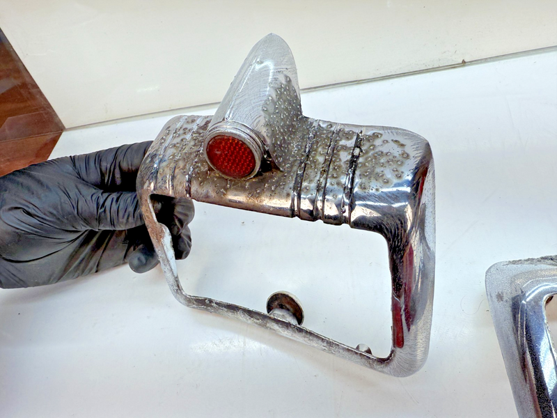 OEM 1946 1947 1948 DODGE DELUXE D24 Chrome Taillight Bezels & Red Glass B84-20