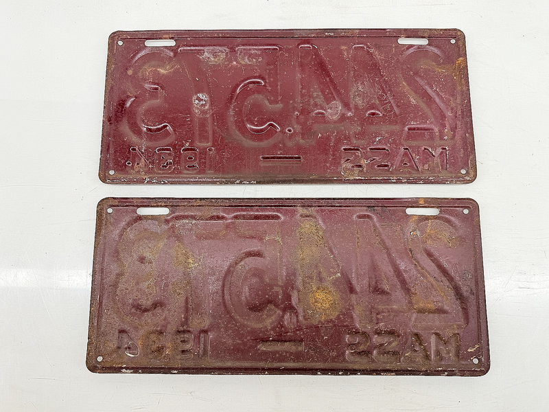 Orig. Paint PAIR 1934 244573 Massachusetts License Plate Sign MA 244.573 C76-3