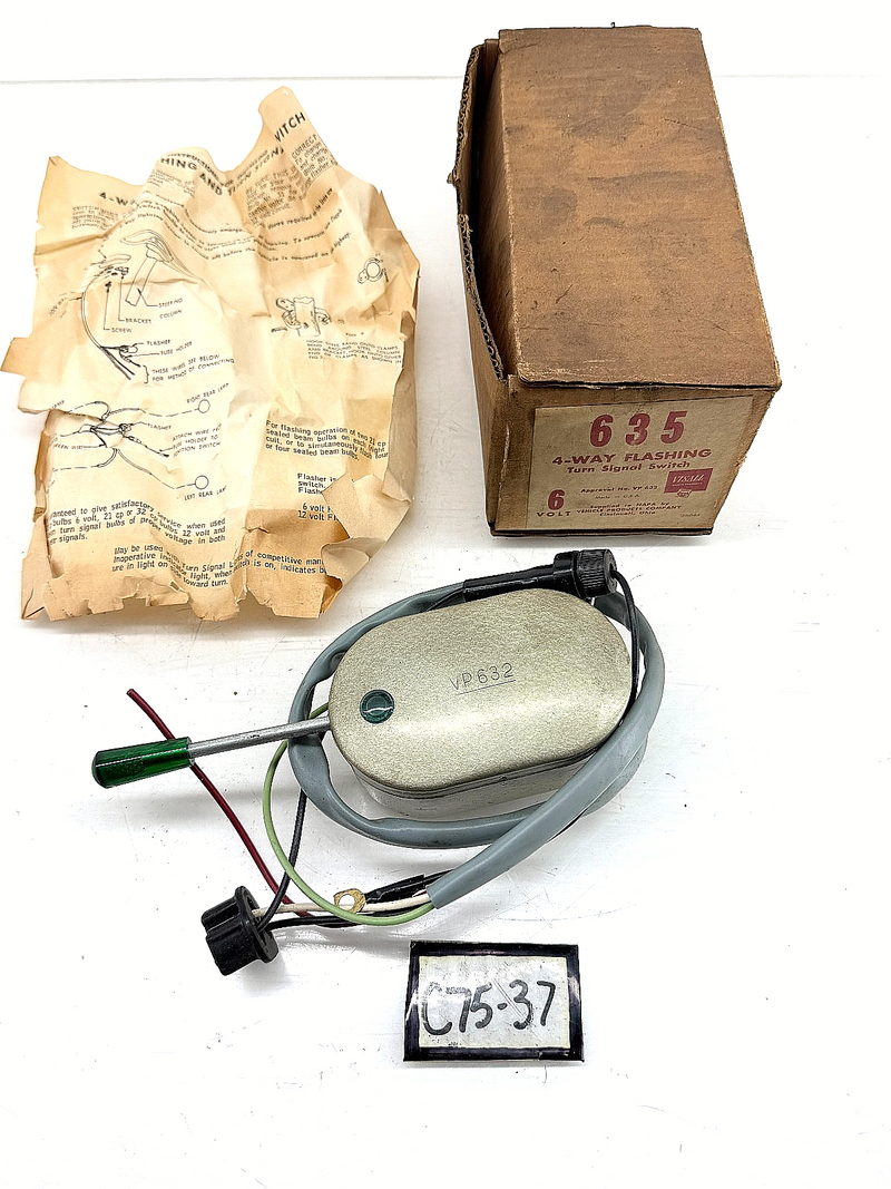 Vintage NOS Visall 635 Turn Signal Switch 4-Way Hazard Street Rod Classic C75-37