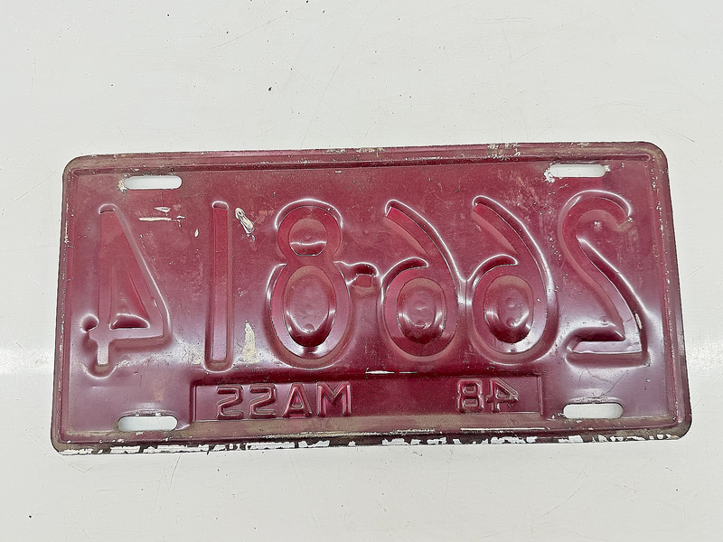 Orig. Paint 1948 266814 Massachusetts License Plate Sign MA 266-814 C76-53