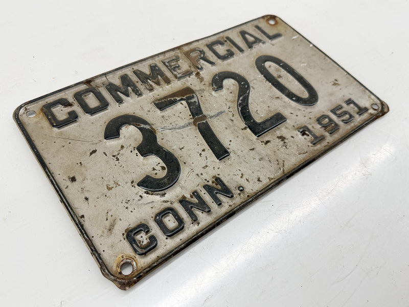1951 Connecticut Commercial License Plate 3720 CONN Vintage Original C47-67