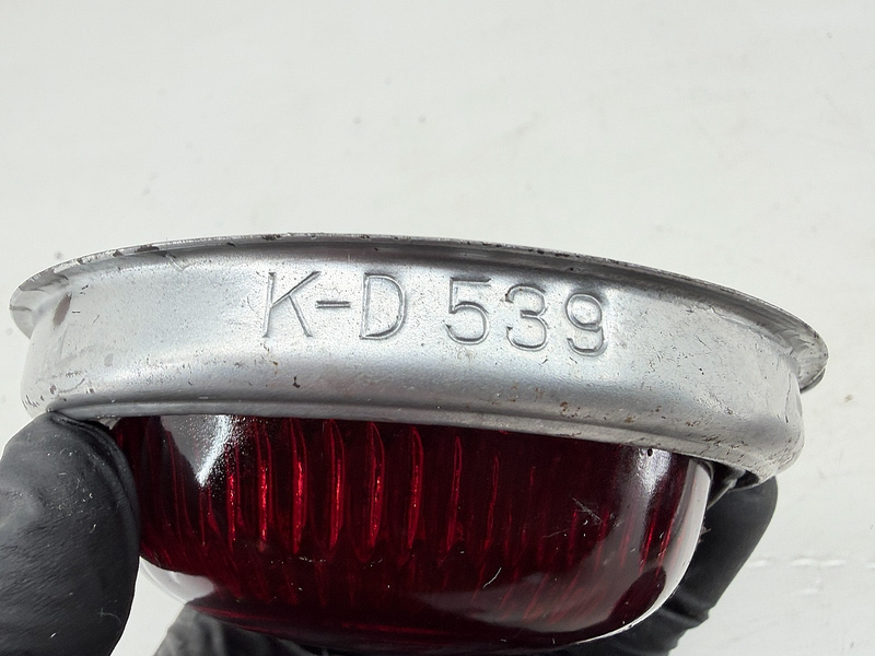NOS Vintage KD Lamp Co KD 539 SEMA Approved PAIR Red Glass Lens & Housing C37-55
