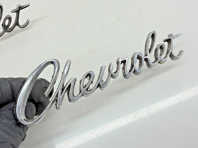OEM  1966 1967 1968 Chevrolet Emblem Badge Script Pair E9-117