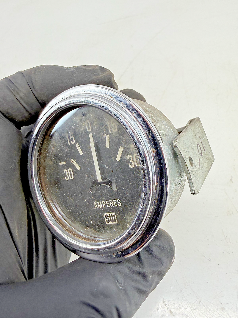 Vintage 1950s - 1960s Hot Rod Stewart Warner Ammeter 30 Amp Gauge 424784 C39-58