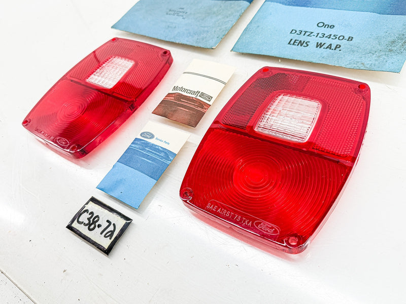 NOS 1967 - 1979 FORD TRUCK STEPSIDE TAIL LIGHT LENS PAIR D3TZ-13450-B C38-72