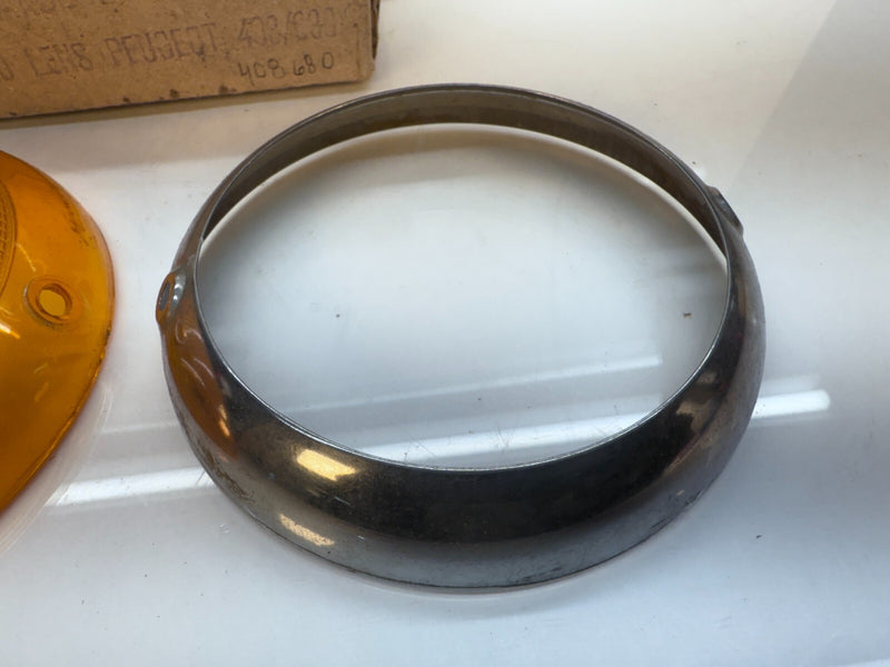 NOS Peugeot 403 Front Turn Signal Light Lens Amber Set 4481 408680 C19-1