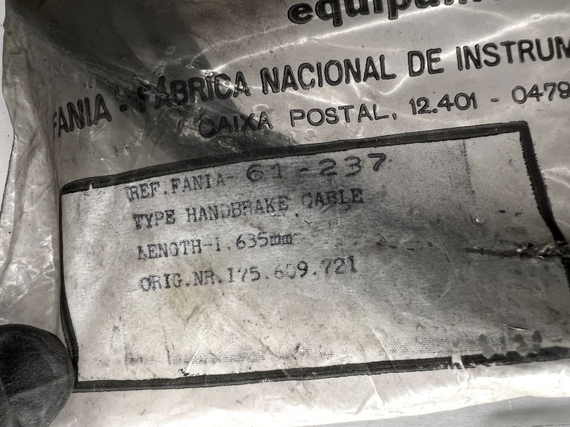 (1) NOS Fania Emergency Hand Brake Cable 1.635mm Volkswagen 175 609 721 C1-32