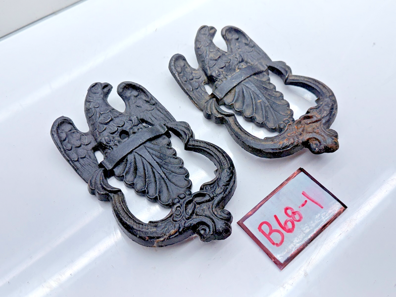VINTAGE Pair Cast Iron Eagle Door Knocker Patriotic Americana USA B68-1