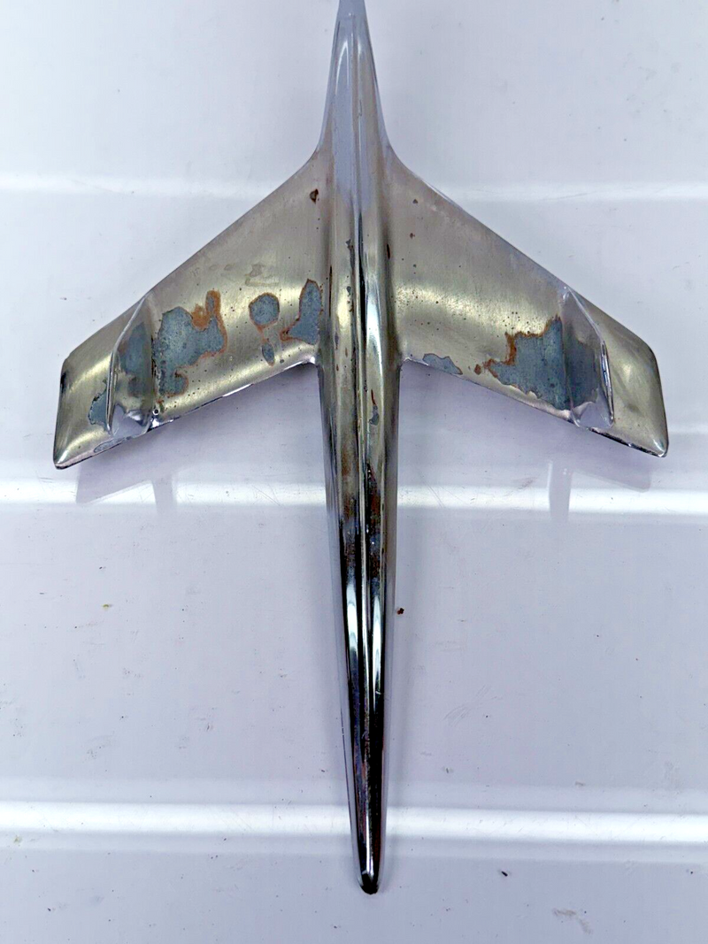 Vintage OEM 1955 Chevy Bel Air Jet Hood Ornament 3709685 Rat Rod Man Cave B51-7