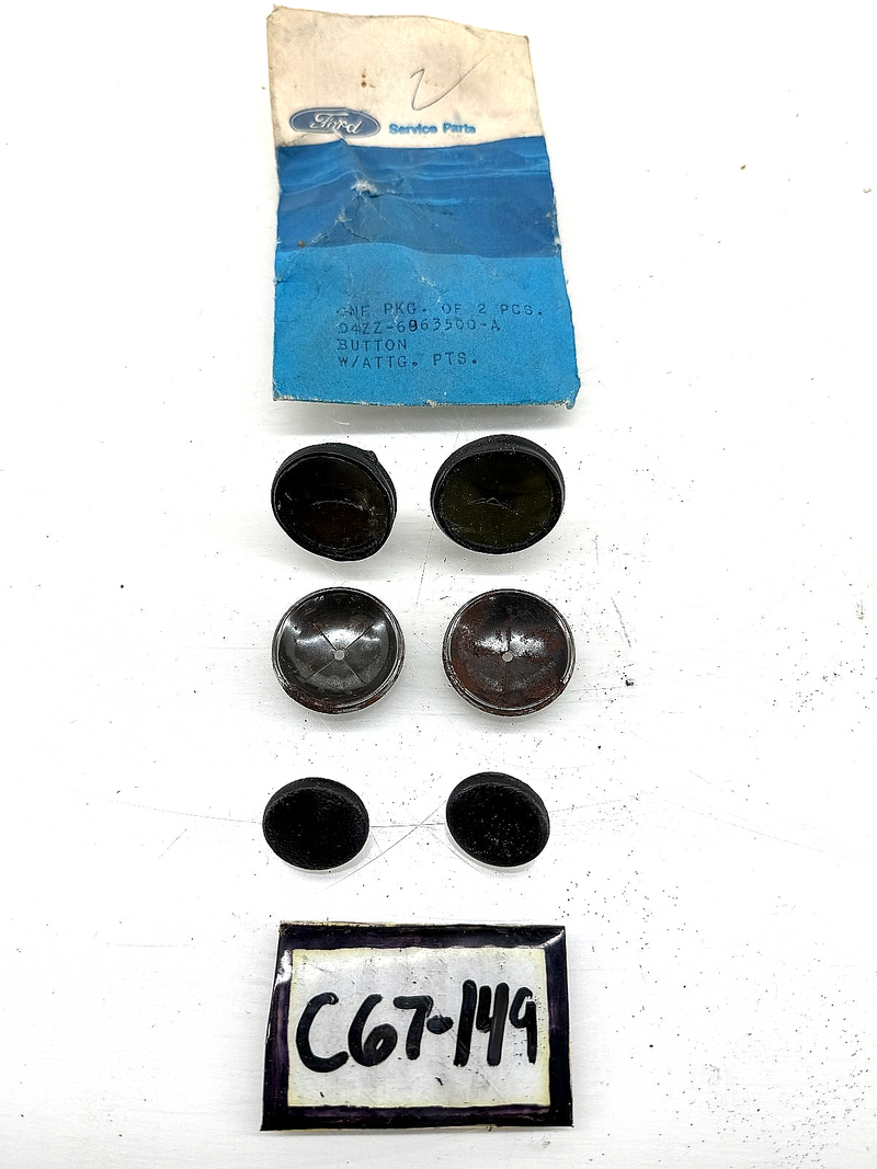 NOS 1974 - 1978 Ford Mustang Upholstery Button Pair Black D4AZ-6963500-A C67-149