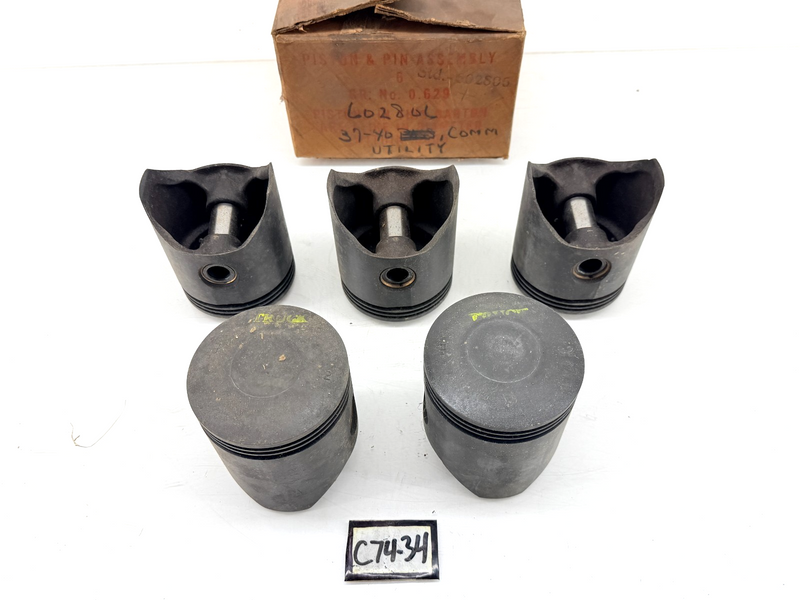 (5) NOS 1937 - 1940 Chevy Chevrolet Six 216 6Cyl Engine Piston Set GM 602806 C74