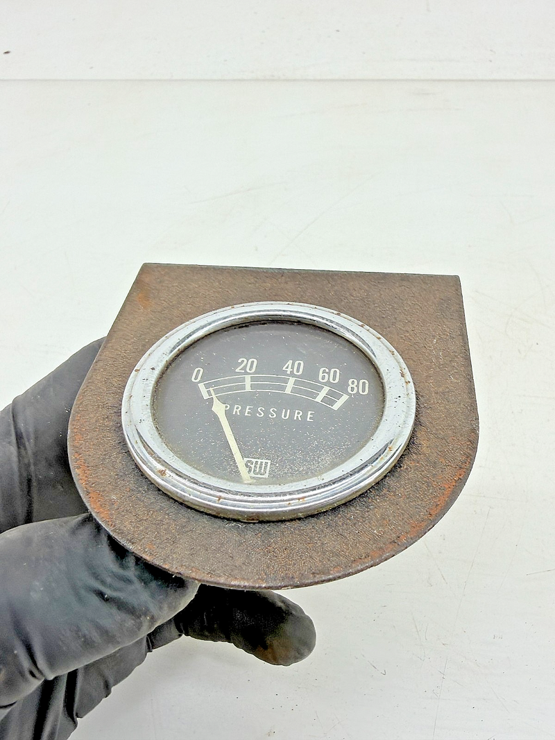 Vintage 1950s Gasser Stewart Warner Pressure Gauge 80 PSI Teardrop Pod C39-50