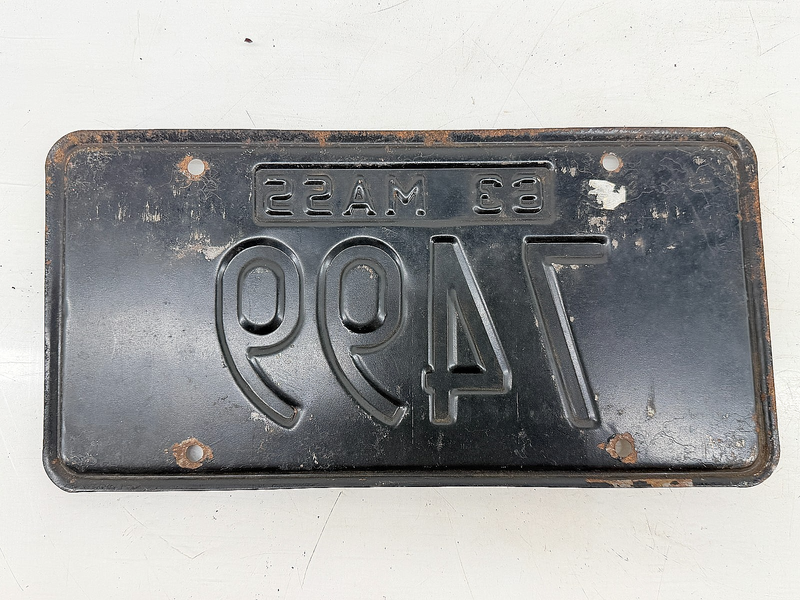 Orig. Paint 1963 7499 Massachusetts License Plate Sign MA 7499 C76-81