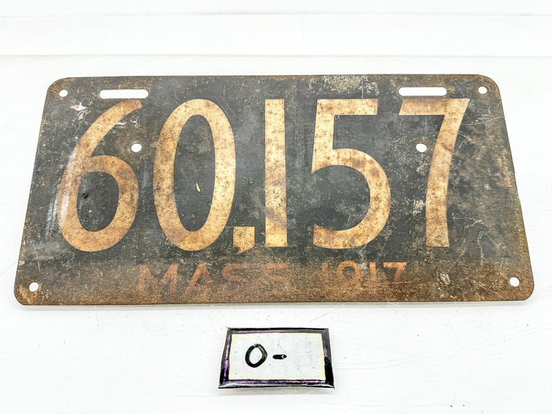 Orig. Paint 1917 60157 Massachusetts License Plate Sign MA 60 157 O-505
