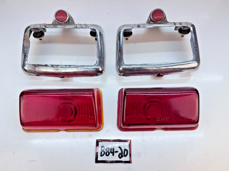 OEM 1946 1947 1948 DODGE DELUXE D24 Chrome Taillight Bezels & Red Glass B84-20