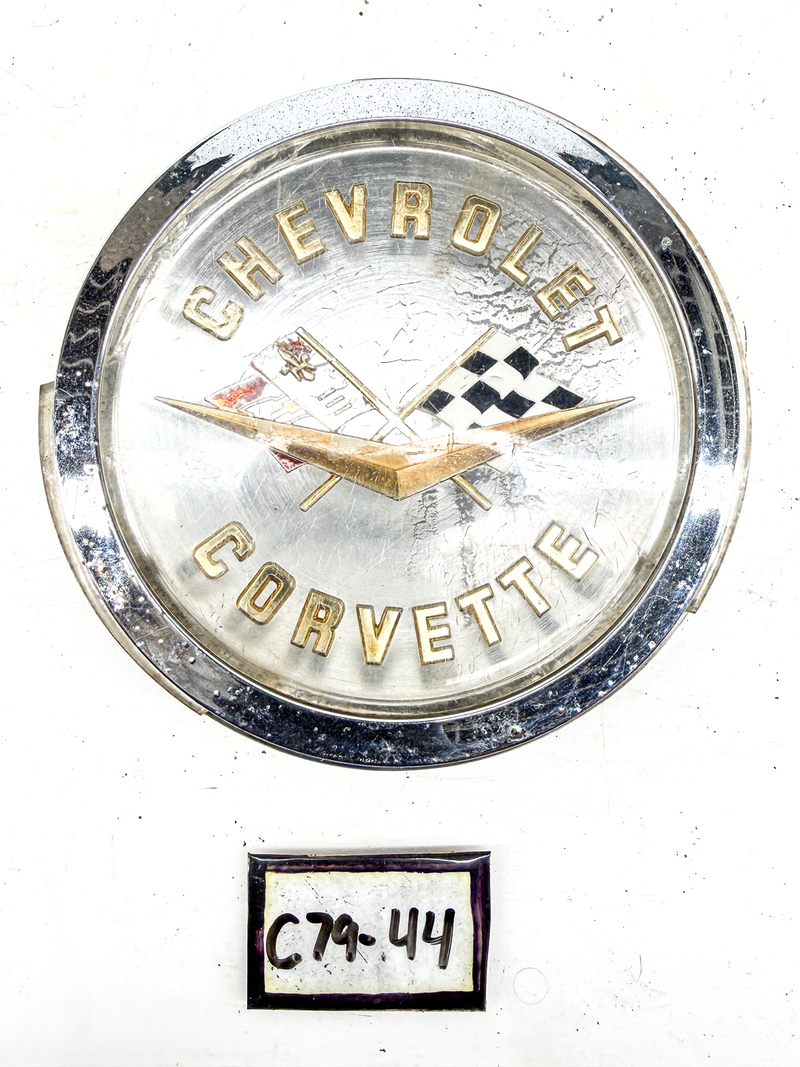 OEM 1958 - 1961 C1 Chevrolet Corvette Gold Front Rear Emblem w/Bezel C79-44