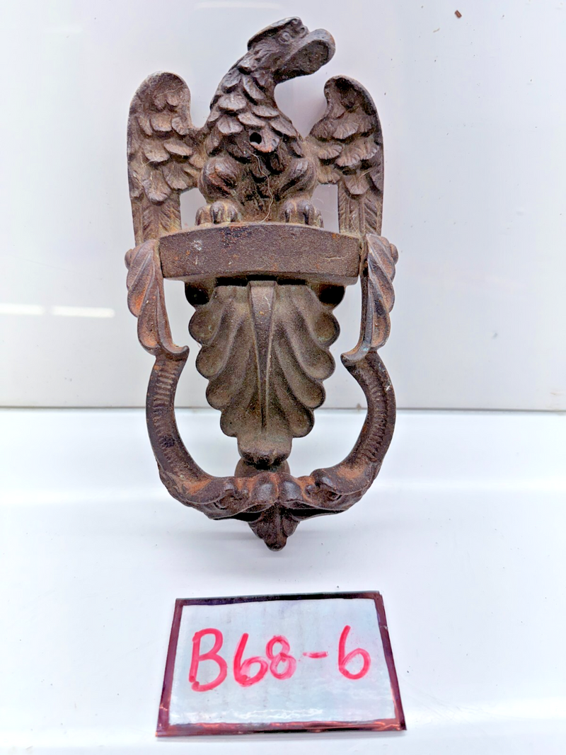 VINTAGE BRASS 19TH CENTURY VICTORIAN Eagle Door Knocker Americana USA B68-6