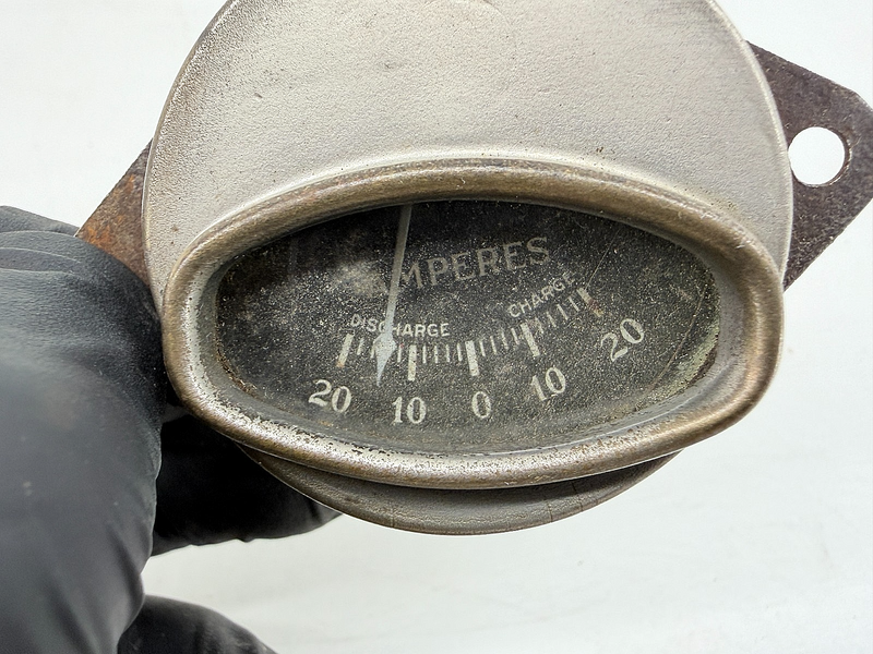 Vintage NOS 50 PSI Oil Pressure & Amp Gauge w/ Oval Window Rat Rod Hot Rod C69