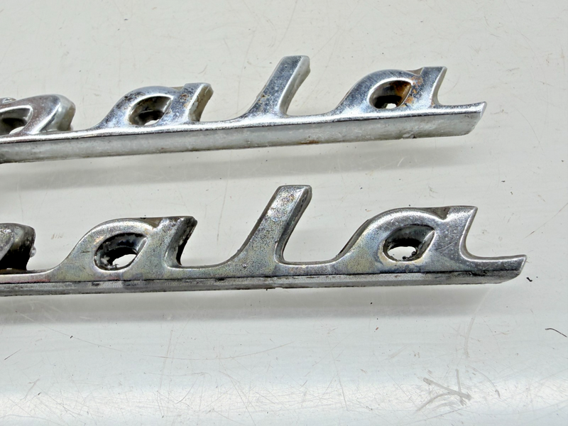 OEM 1960 Chevy Impala Pair Quarter Panel Script Name Plate Emblem E9-49
