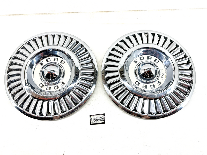 OEM 1957 FORD FAIRLANE THUNDERBIRD T BIRD PAIR HUBCAPS WHEEL COVERS CAPS U5B-128