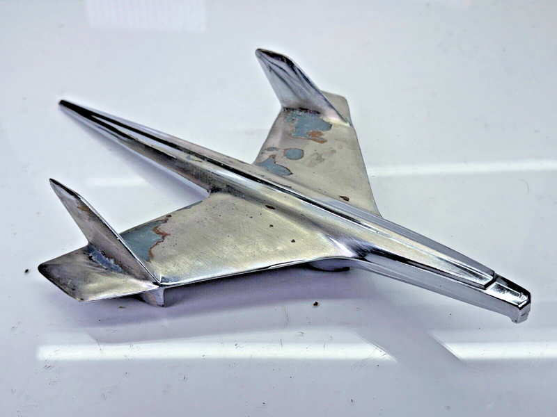 Vintage OEM 1955 Chevy Bel Air Jet Hood Ornament 3709685 Rat Rod Man Cave B51-7