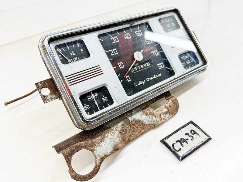 1948 1949 Willys Overland Jeepster Instrument Cluster Speedometer Gauges C79-39