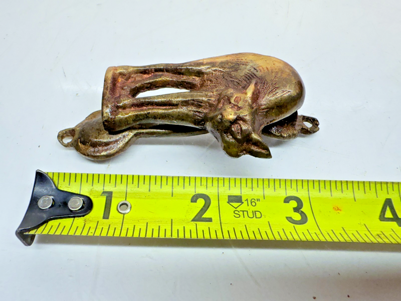Vintage Brass Cat Door Knocker Arched Back Halloween Scaredy Cat 3.5" B68-31