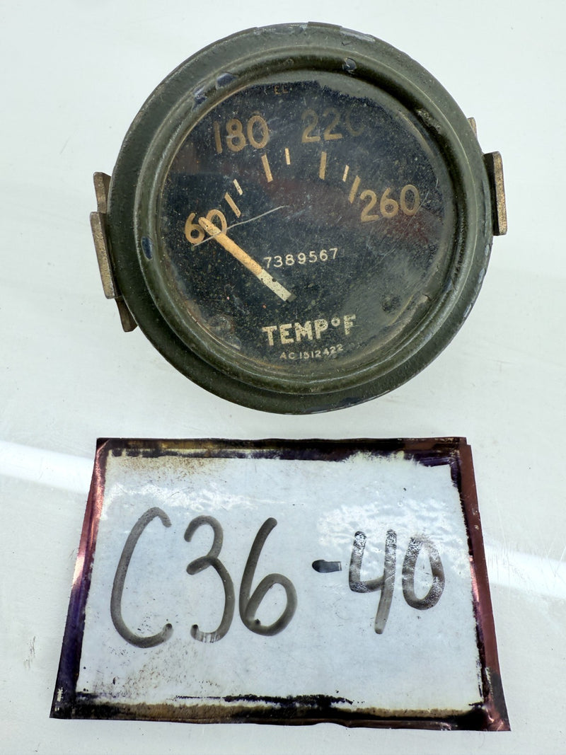 OEM Willys Jeep MB FORD GPW Stewart Warner Temperature Gauge 7389567 C36-40