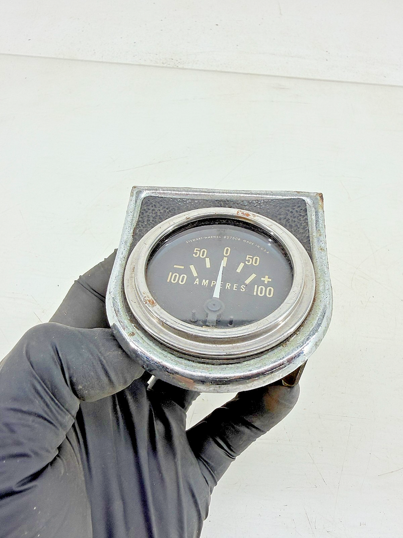 Vintage 1950s Hot Rod Stewart Warner Ammeter 100 Amp Teardrop Pod 827508 C39-49