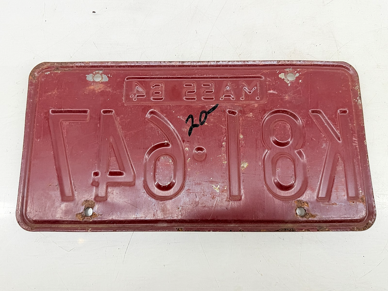 Orig. Paint 1964 K81647 Massachusetts License Plate Sign MA K81-647 C76-82