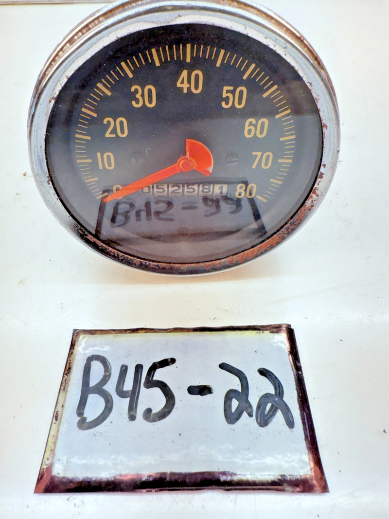 VINTAGE Stewart Warner 80 MPH 3 5/8 Speedometer Flathead SCTA TROG 818050 B45-22