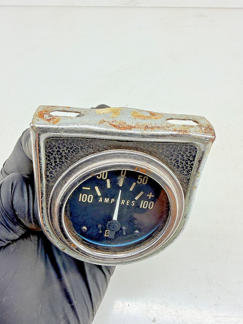 Vintage 1950s Hot Rod Stewart Warner Ammeter 100 Amp Teardrop Pod 827508 C39-49
