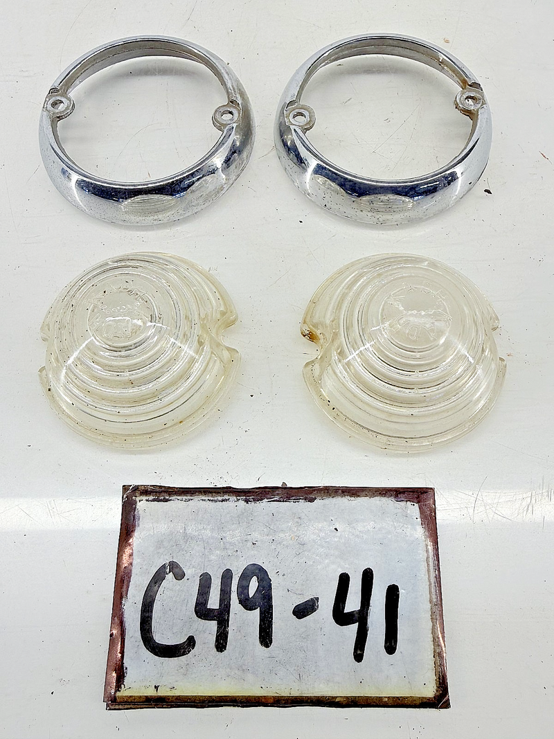 Vintage OEM 1955-1963 WILLYS Parking Lamp Light BEZELS Glass LENS KADH 21689 C49