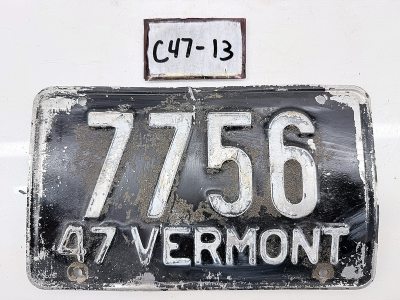Original Paint 1947 VT 7756 Vermont License Plate Garage Sign C47-13